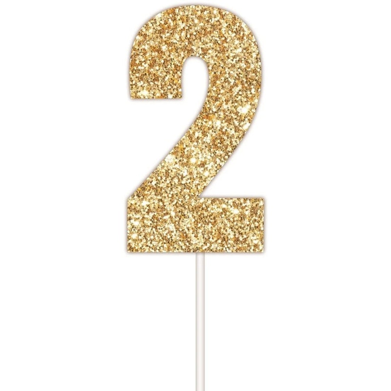Number 2 Gold Cake Topper