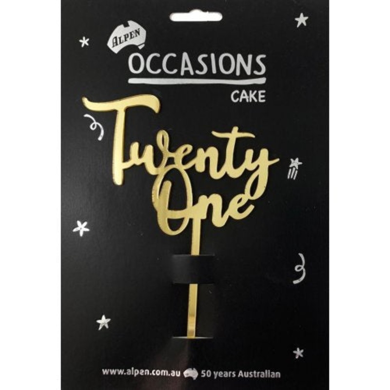 Number 21 Gold Acrylic Cake Topper