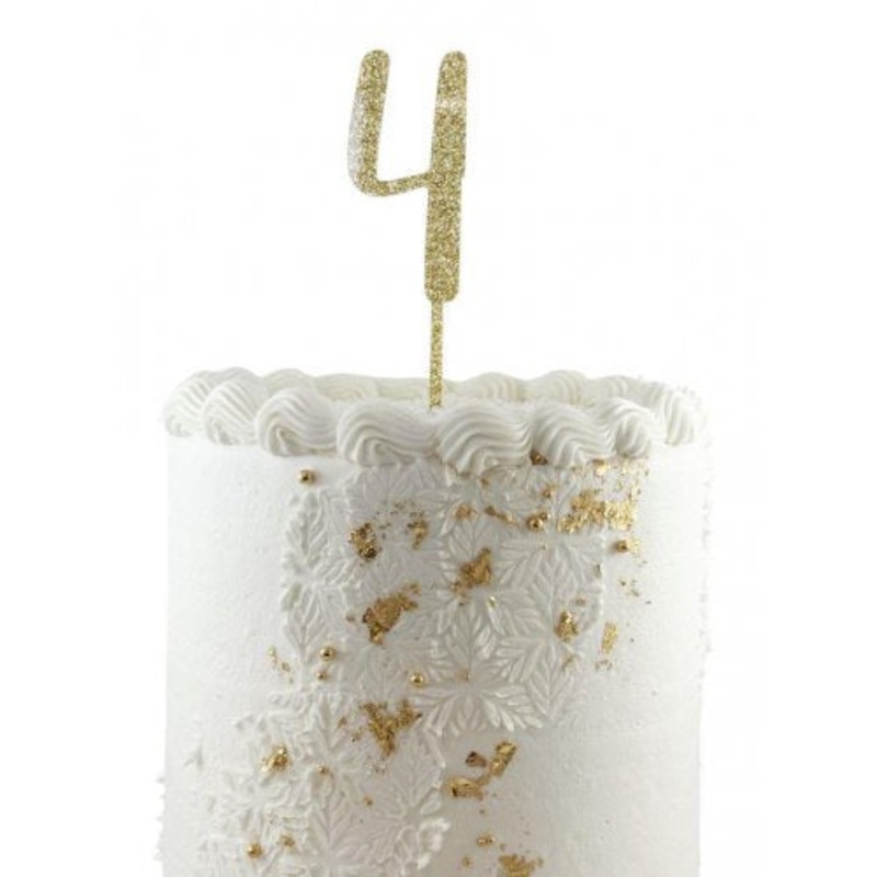 Number 4 Gold Glitter Acrylic Cake Topper
