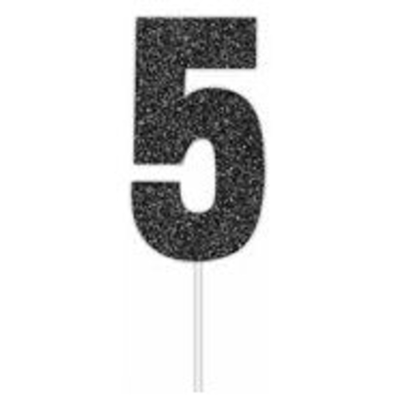Number 5 Black Cake Topper
