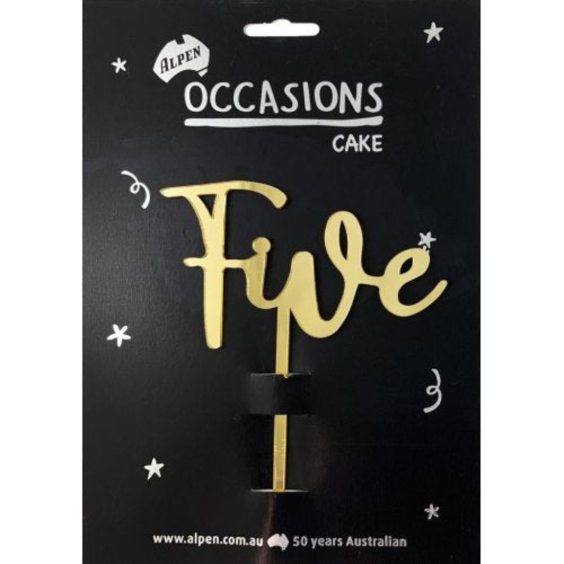 Number 5 Gold Acrylic Cake Topper