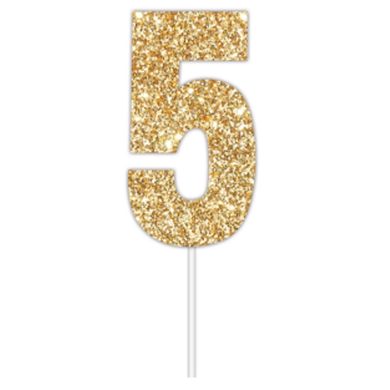 Number 5 Gold Cake Topper