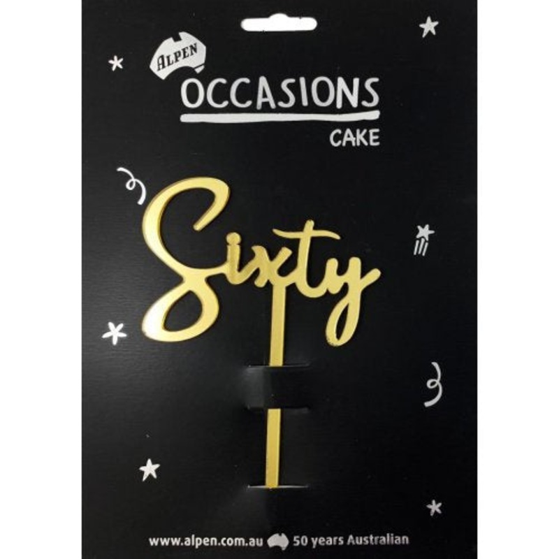 Number 60 Gold Acrylic Cake Topper