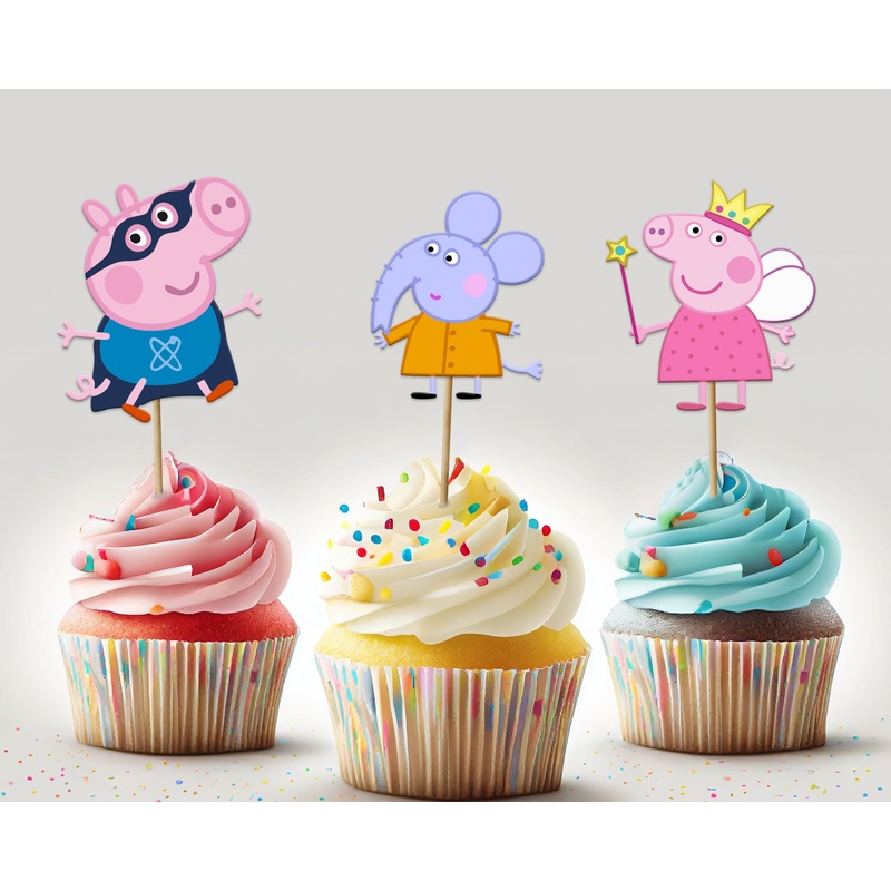 Peppa Pig Theme Cup Cake Topper