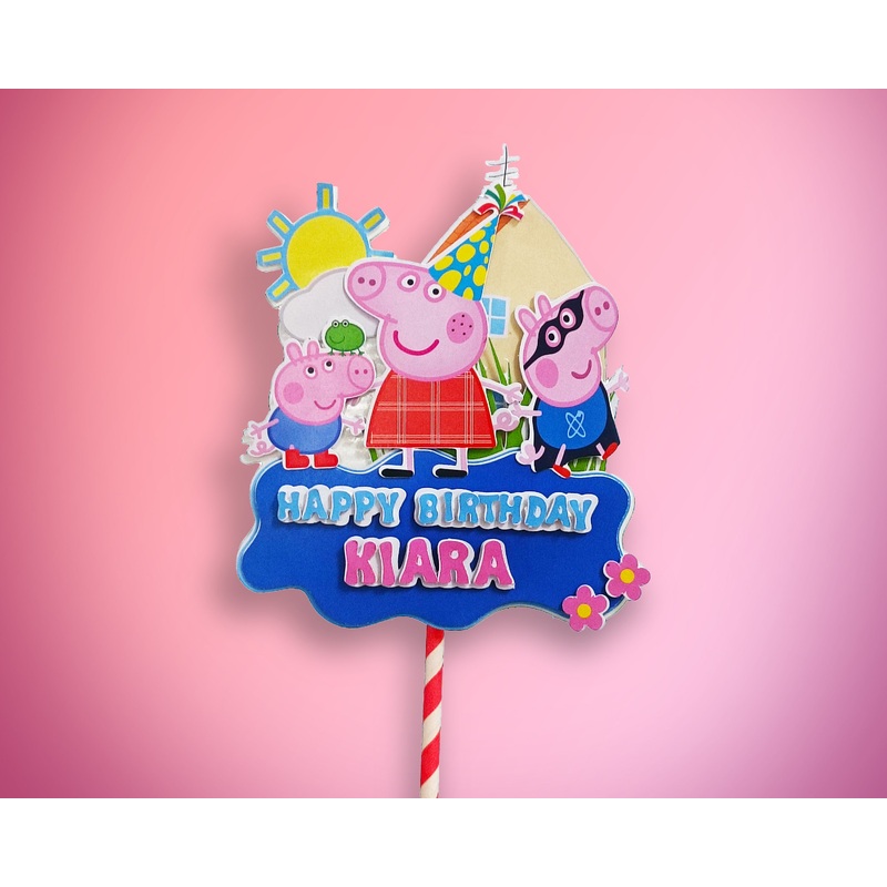 Peppa pig Theme Hand Crafted Cake Topper