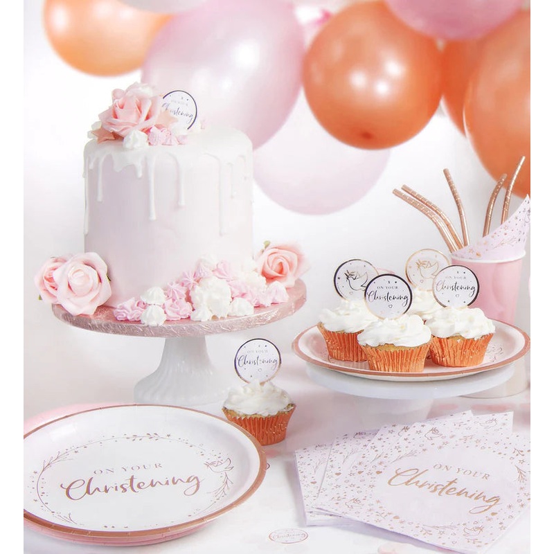 Pink On Your Christening Cupcake Toppers