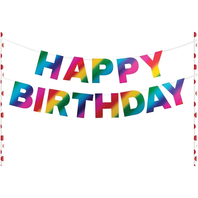 Rainbow Foil Happy Birthday Banner  Cake Topper