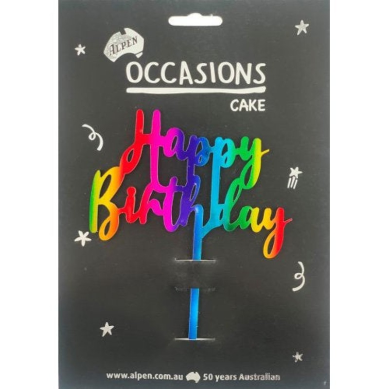 Rainbow Happy Birthday Acrylic Cake Topper