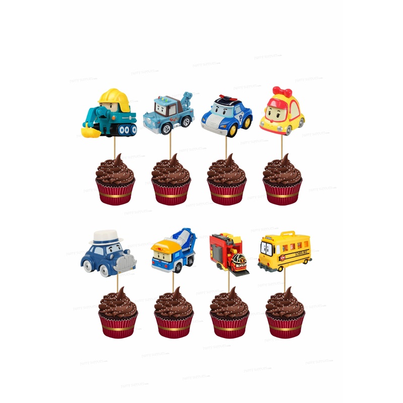 Robo Poli Theme  Customized Cup Cake Topper