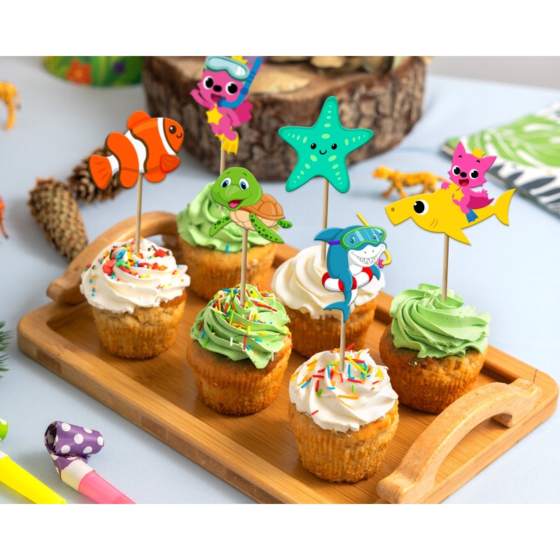 Shark Theme Cup Cake Topper