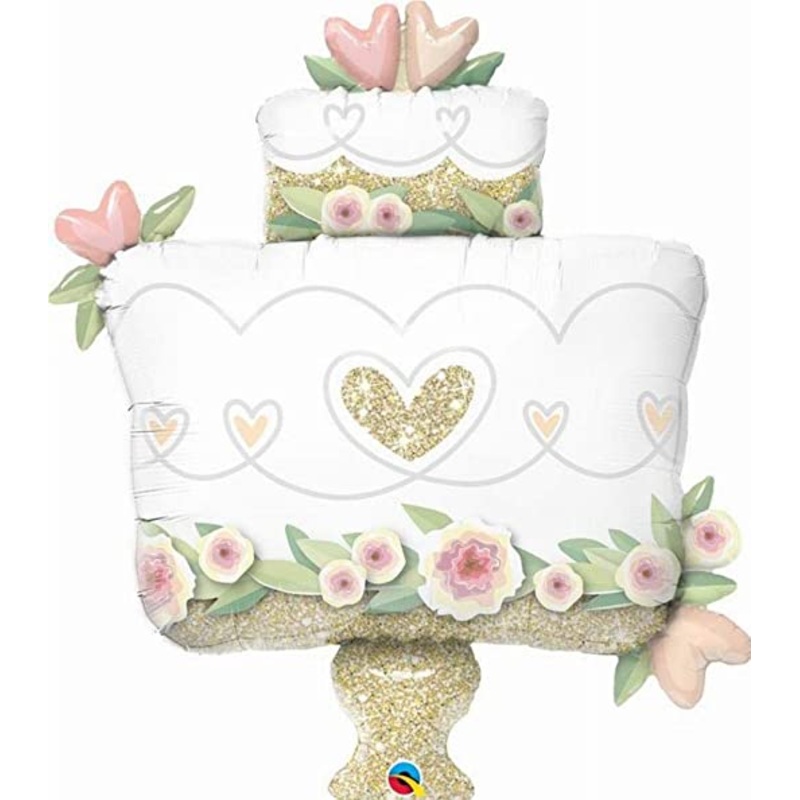 Wedding Cake Gold Glitter Foil Balloon 41Inches