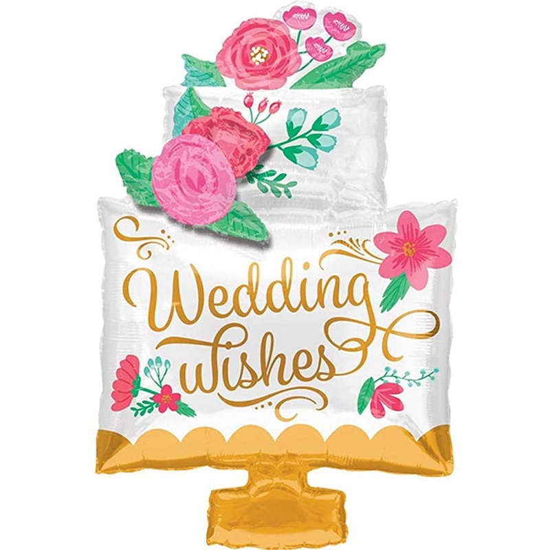 Wedding Wishes Cake Foil Balloon 30Inches