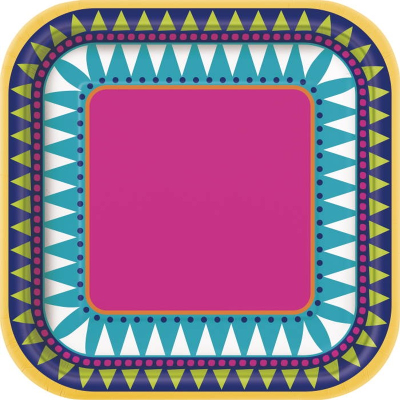 Boho Mexican Fiesta Paper Cake Plates Pack of 10