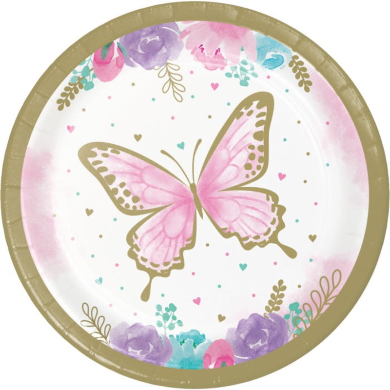 Butterfly Shimmer Party Cake Plates Pack of 8