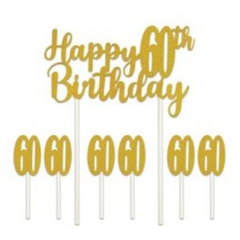 Cake Topper - Happy "60th" Birthday