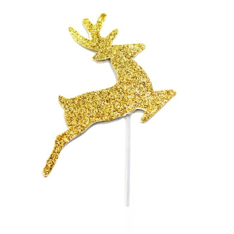 Christmas Reindeer Cake Topper Gold Pack of 12