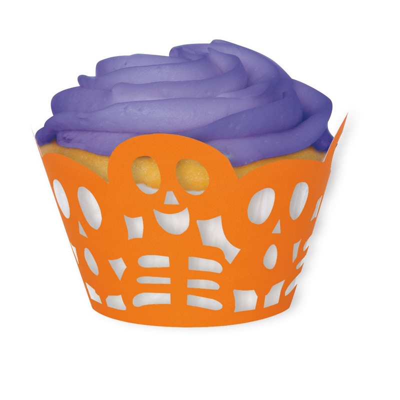 Die Cut Orange Skeleton Cupcake Wrappers  12ct