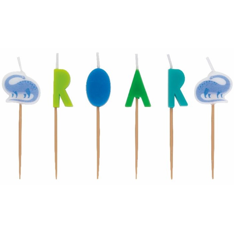 Dinosaur Birthday Cake Candles Pack of 6