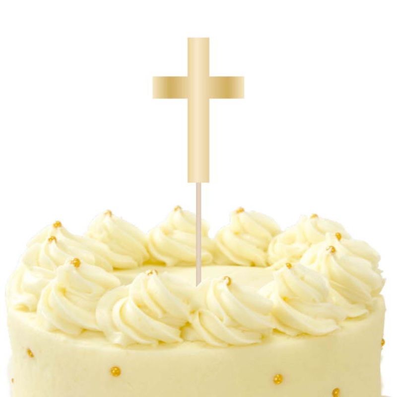 Gold Cross Communion Cake Topper 20cm