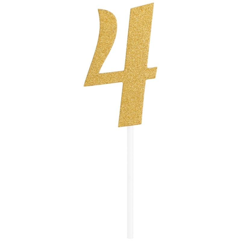 Gold Glittering Number 4 Cake Topper (5 x 8cm)