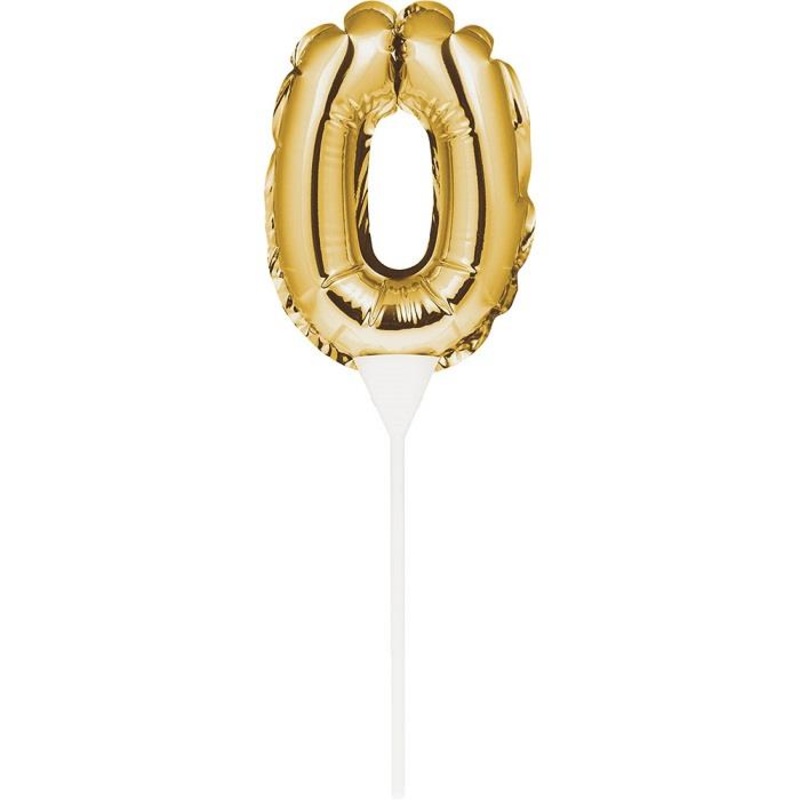 Gold Number 0 Balloon Cake Topper