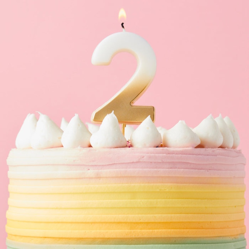 Gold Ombre Number 2 Cake Candle