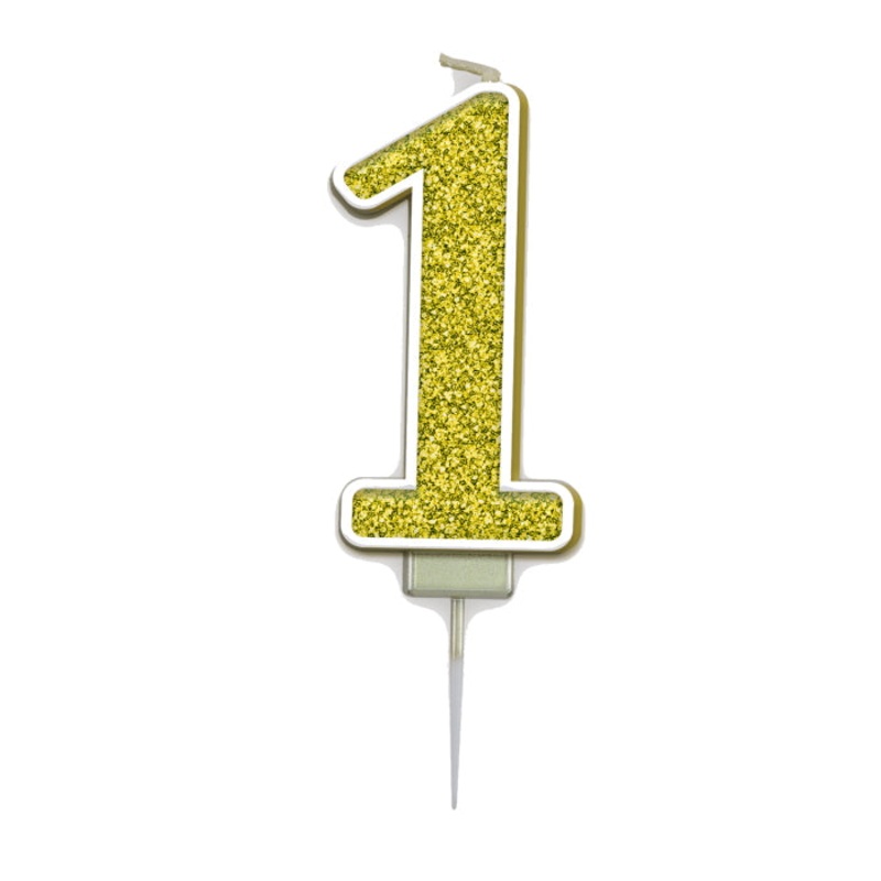 Gold Sparkling No 1 Cake Candle
