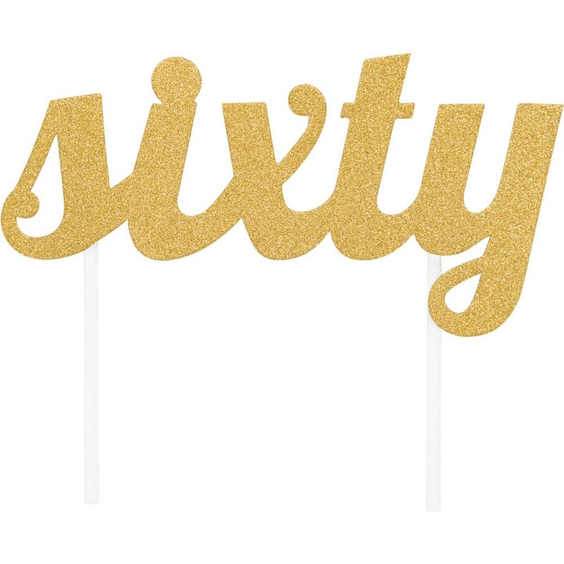 Happy Birthday Sixty Glitter Gold CAKE TOPPER 1 ct.