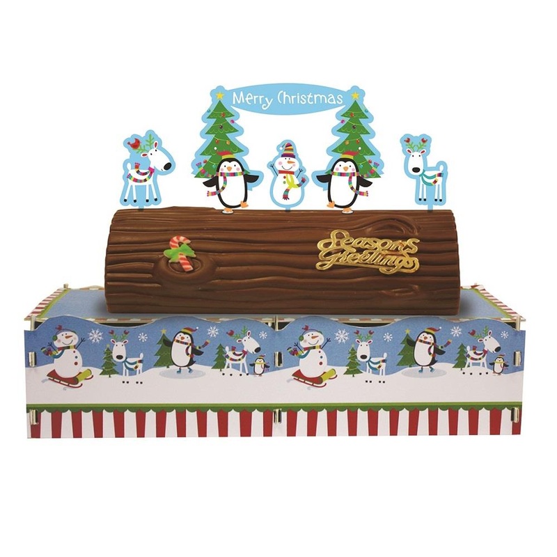 Joyful Snowman Yule Log Party Cake Stand 34cm