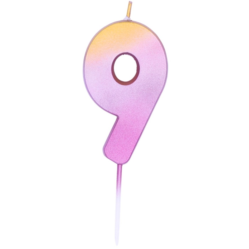No 9 Cake Candle - Rose Gold Ombre
