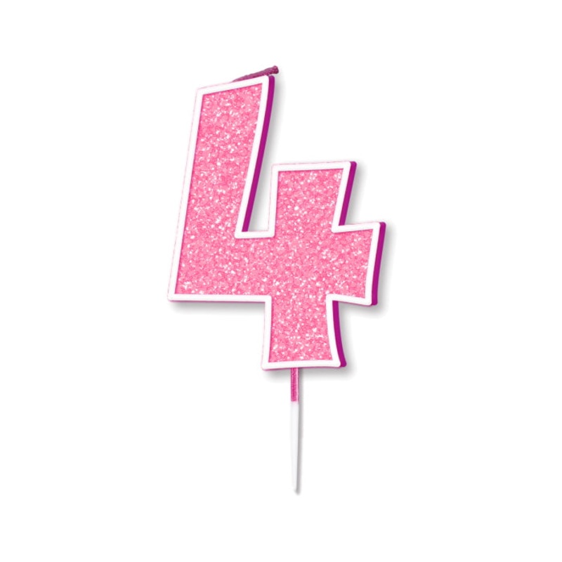 Pink Sparkling Number 4 Cake Candle