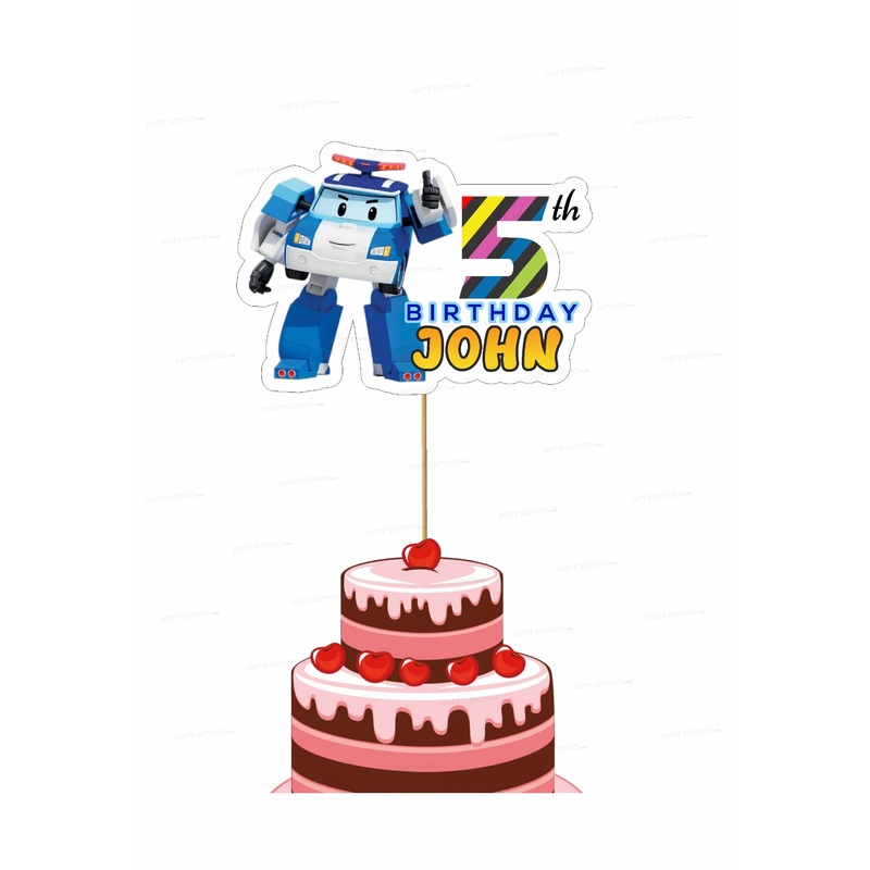 Robo Poli Theme Cake Topper