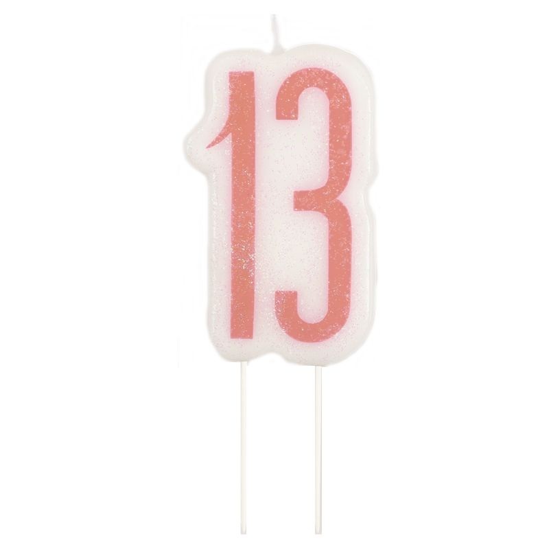 Rose Gold 13th Birthday Cake Candle 10cm
