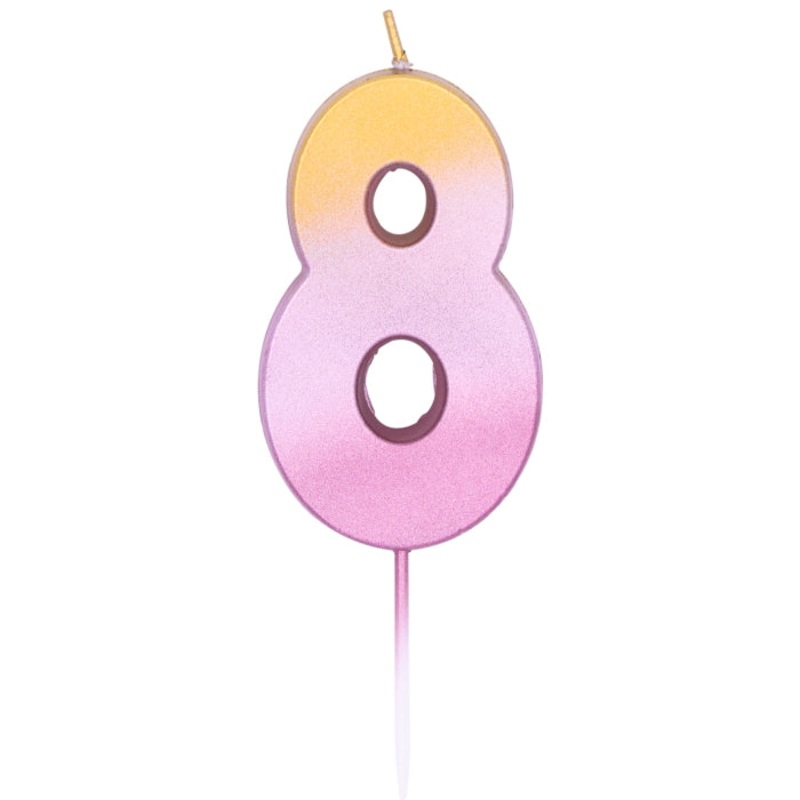 Rose Gold Ombre Birthday Cake Candle 8