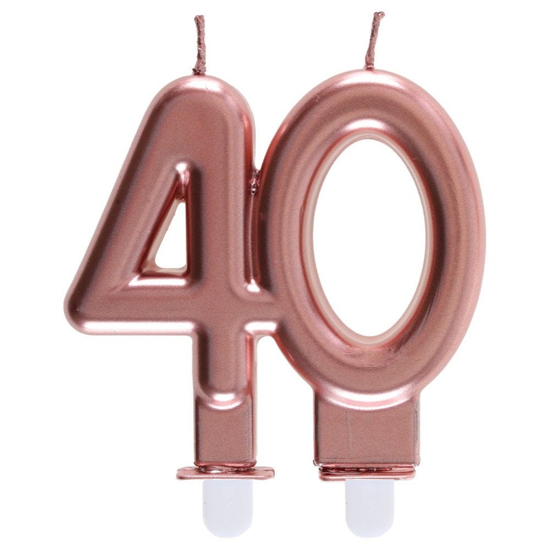40-Years Birthday Anniversary Cake Candle Rose Gold