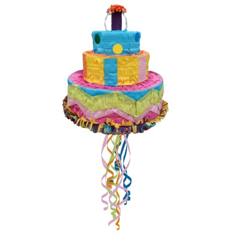 Birthday Cake 3D Shape Pull String Pinata 30cm x 30cm x 32cm Each