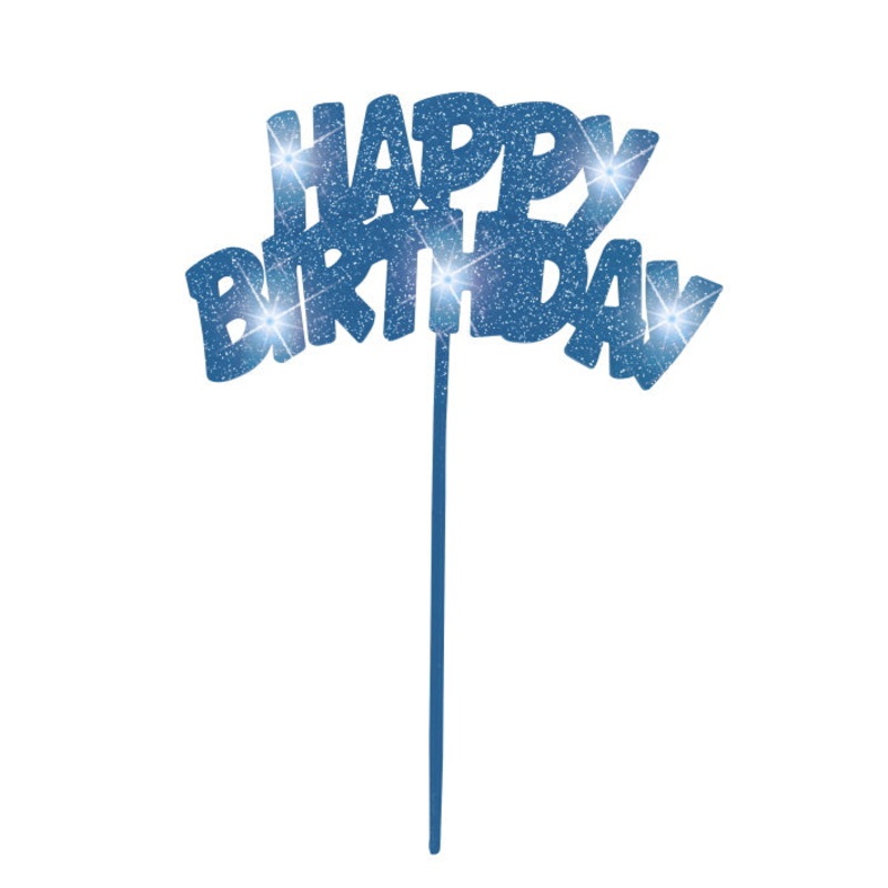 Blue Flashing Happy Birthday Cake Topper