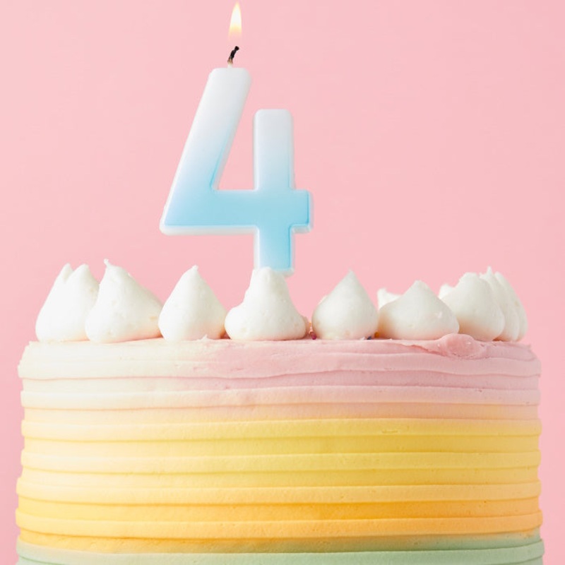 Blue Ombre Number 4 Cake Candle