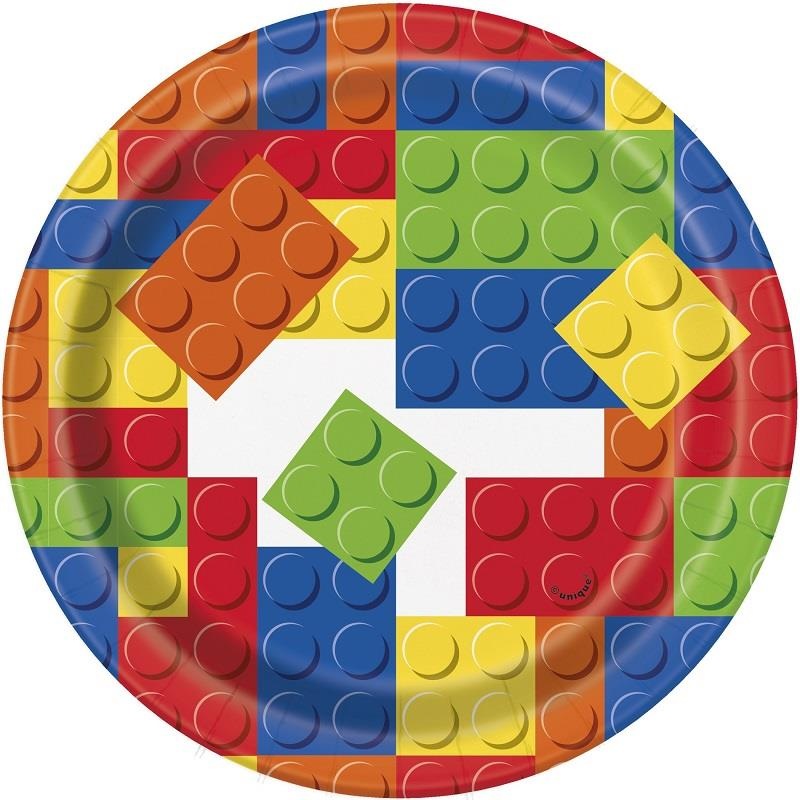 Building Brick Party Cake Plates Pack of 8