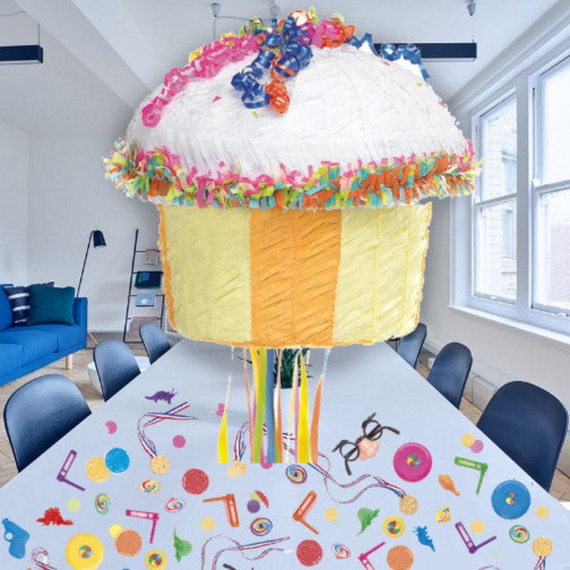 Cupcake Pull Pinata Party Kit with Favours and Confetti