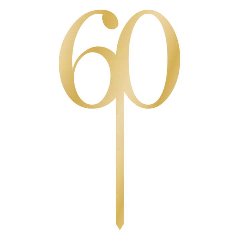 Gold 60 Birthday Cake Topper 8 x 15cm