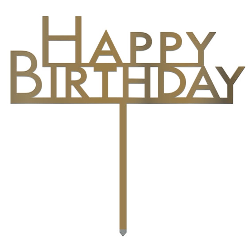 Gold Acrylic Happy Birthday Cake Topper Pick Each
