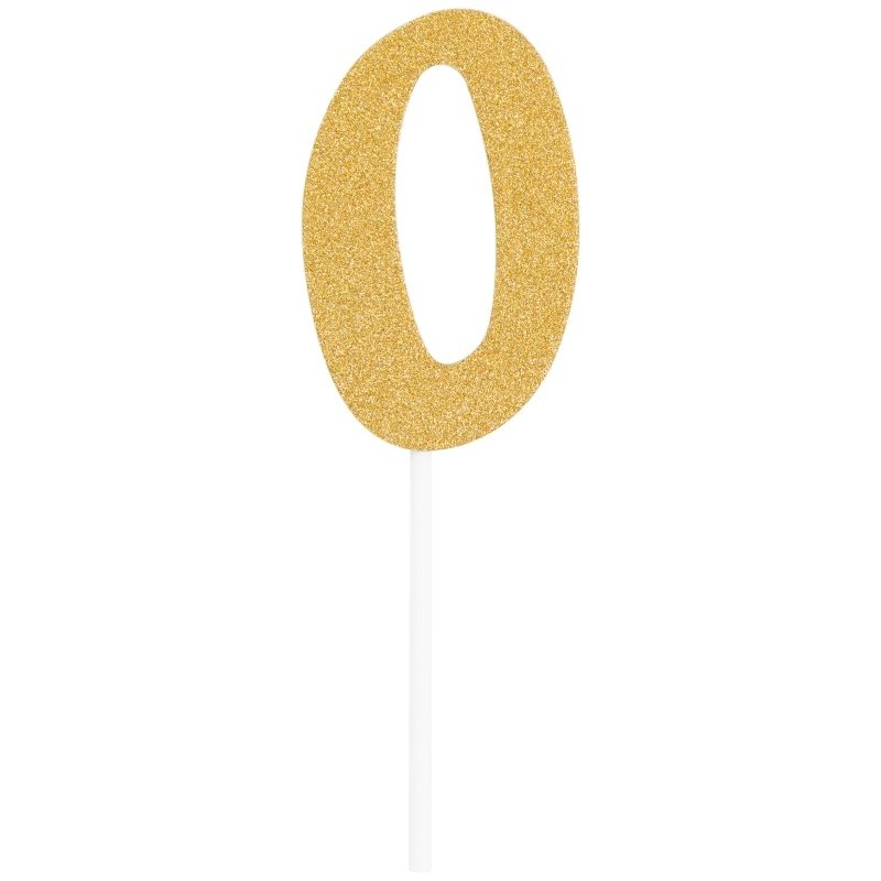 Gold Glittering Number 0 Cake Topper (5 x 8cm)