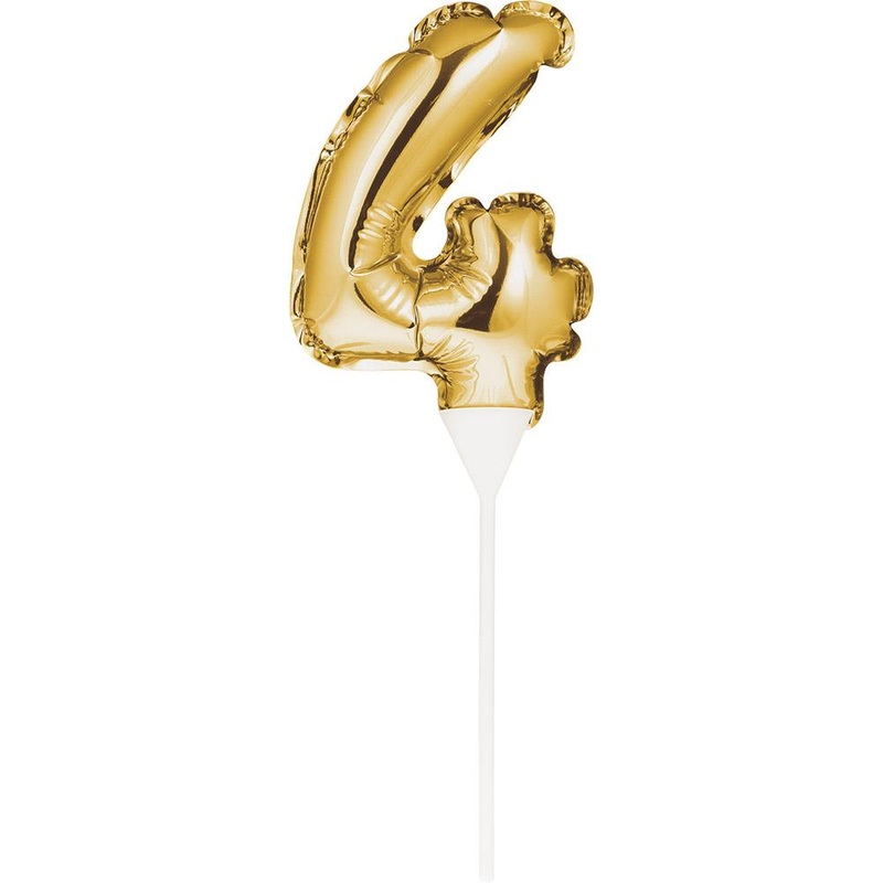 Gold Number 4 Cake Topper Mini Balloon 13cm