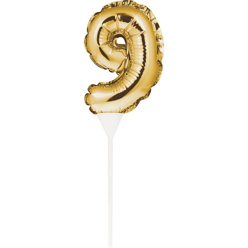 Gold Number 9 Cake Topper Balloon