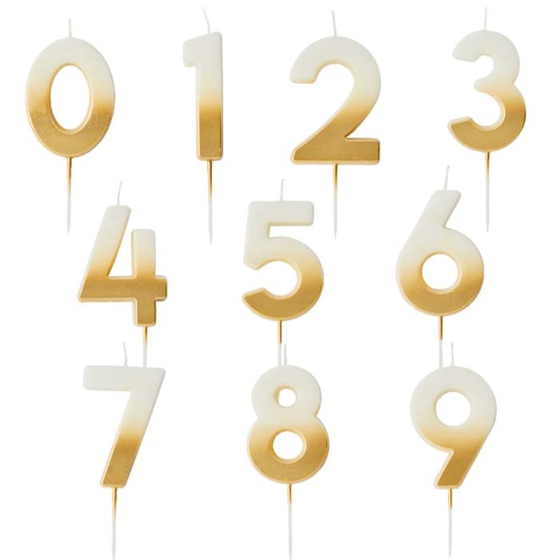 Gold Ombre Birthday Cake Number Candles 0-9