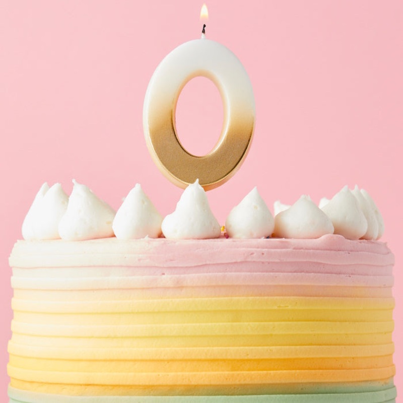 Gold Ombre Number 0 Cake Candle