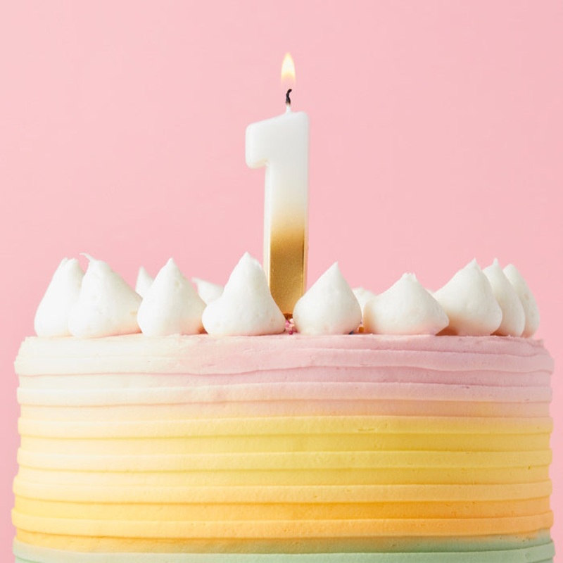 Gold Ombre Number 1 Cake Candle