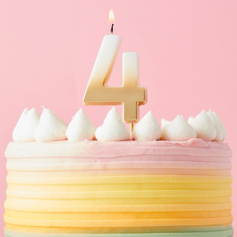 Gold Ombre Number 4 Cake Candle