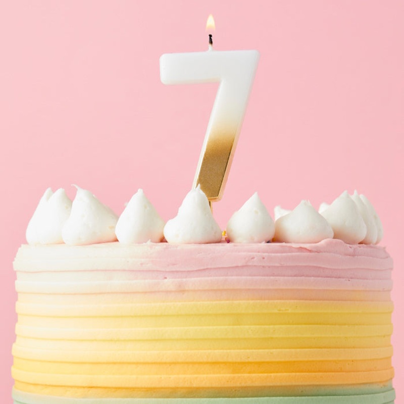 Gold Ombre Number 7 Cake Candle